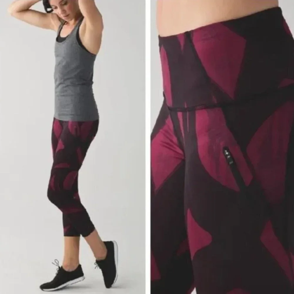 Lululemon‎ All Sport Crop Leggings Back Spin Stroke Purple size 4